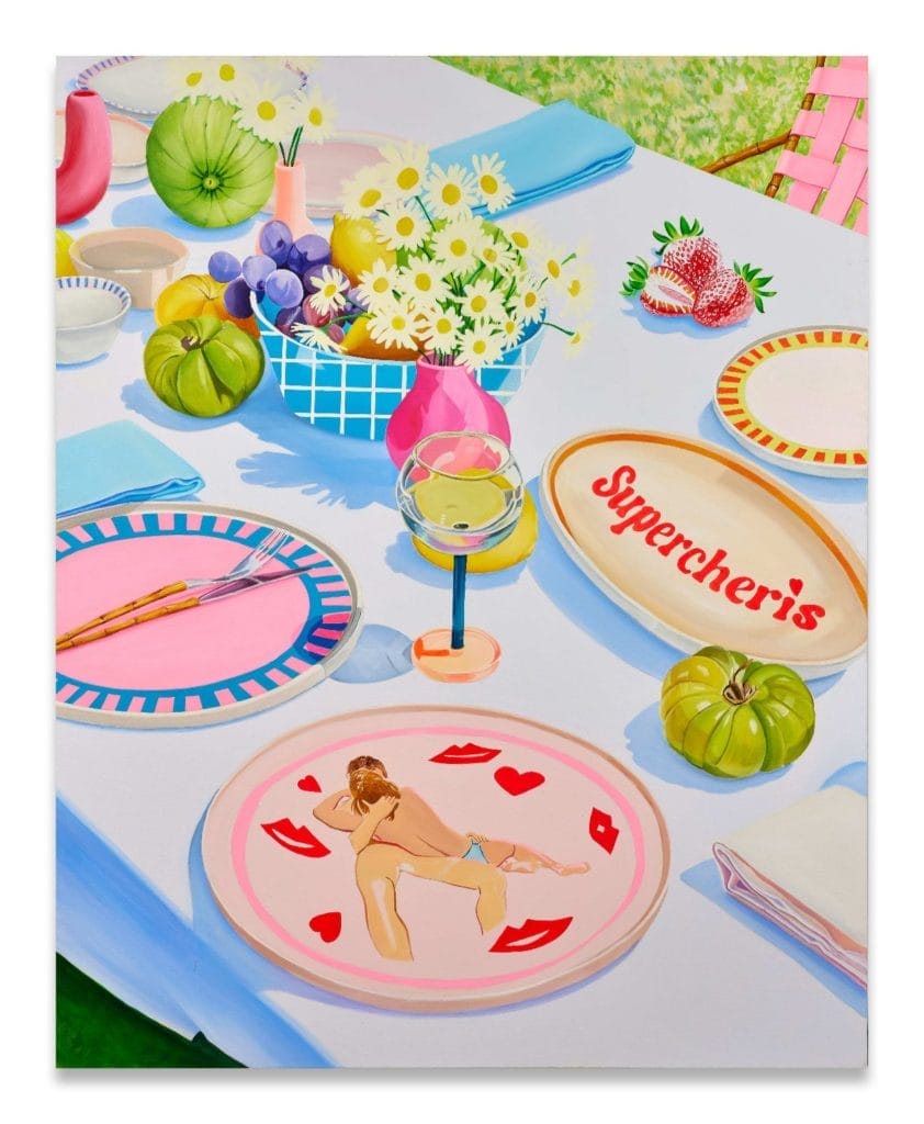 Marion CHARLET - Bisous, marguerites, supercheris - 2024 - Acrylique sur toile 160 x 130 cm - Mise à prix : 3 000 €